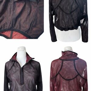 lululemon athletica Sheer Burgundy/Black Crop Top